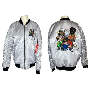 Bleecker & Mercer G Gang Bears satin hip hop streetwear flight jacket size XL